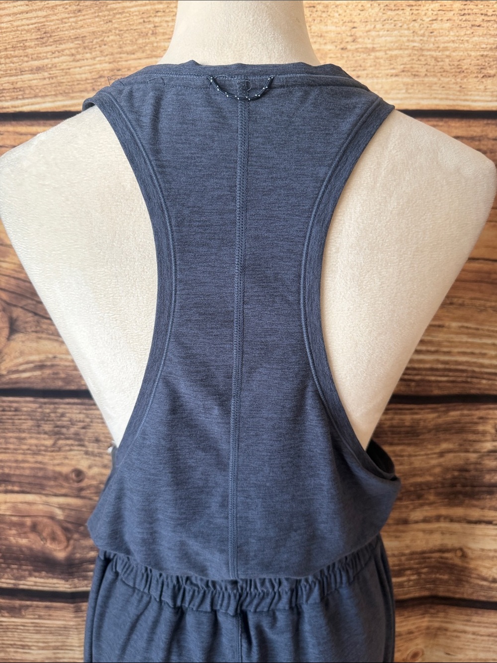 Sleeveless V-Neck Drawstring Jumpsuit in Heather Blue - Picture 5 of 8